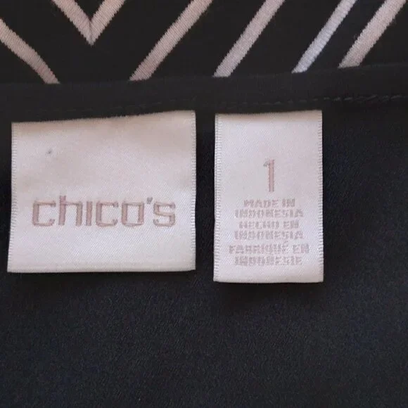 Chico’s | Black White Stripe Stretch Tunic Top | Size M - Picture 7 of 8